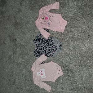 GAP Baby Girl Brannan's Favorites Lot of 3 Bodysuit Onesies Long Sleeve 6-12M